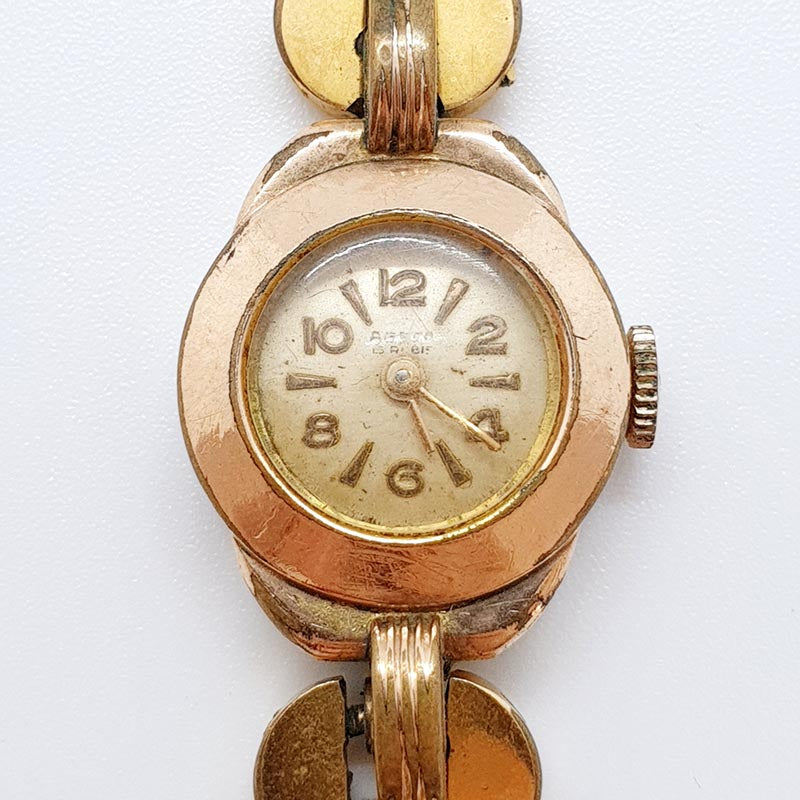 Montre Mécanique ROCAR Des Années 60 - Plaquée Or, Mouvement Suisse Révisé, Bracelet Cuir Marron - Occasion