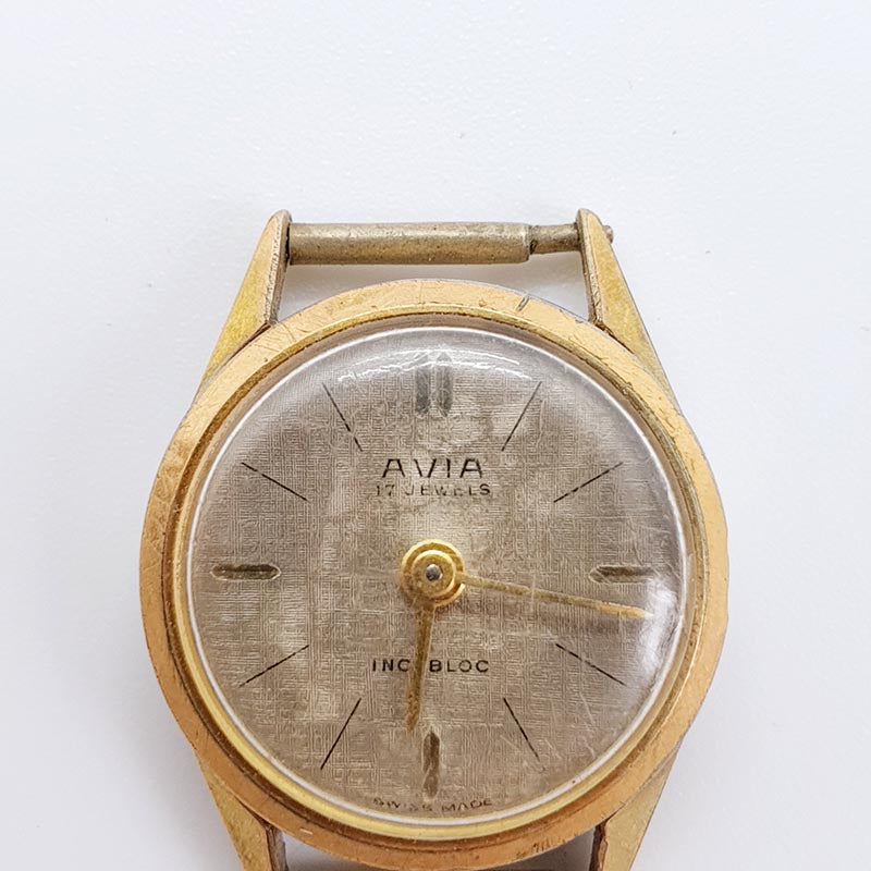 Avia 17 Jewels Incabloc Swiss Made Watch for Parts Repair Vintage Radar