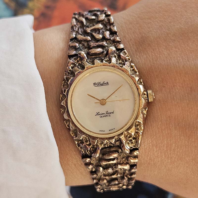 Vintage Dufonte by Lucien Piccard Watch Bracelet with Black