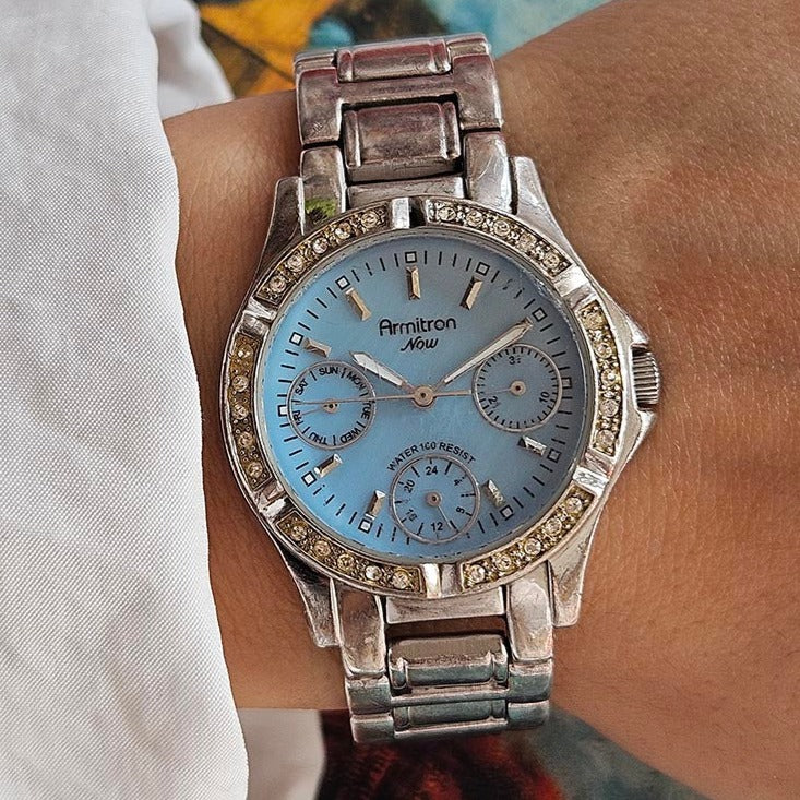 Vintage Armitron Now Blue-Dial Watch with Stainless Steel  display picture 3