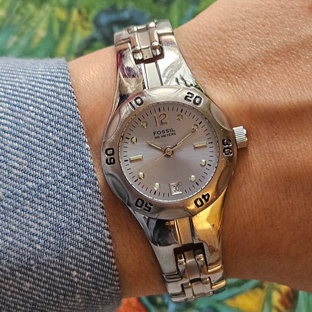 Vintage Silver-tone Fossil Blue-Dial Watch for Her All  display picture 1