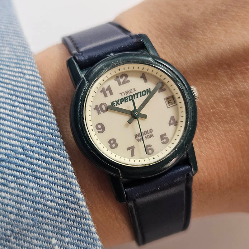 Vintage Dark-Green Timex Expedition Indiglo Quartz Watch for Women