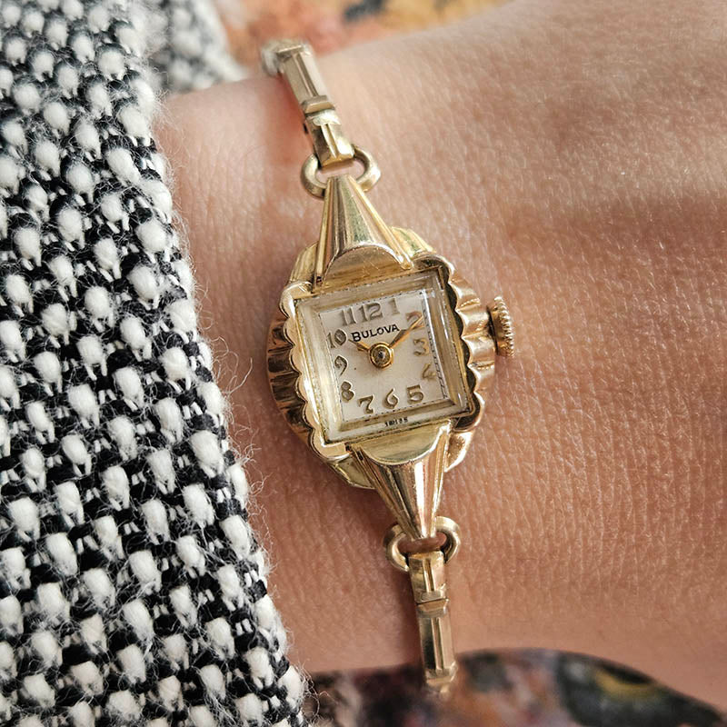 Vintage 1956 Bulova Women\'s Gold-Tone Watch and a gold Pulsar watch. 2 watches Vintage 1956 Bulova Ladies main image 2