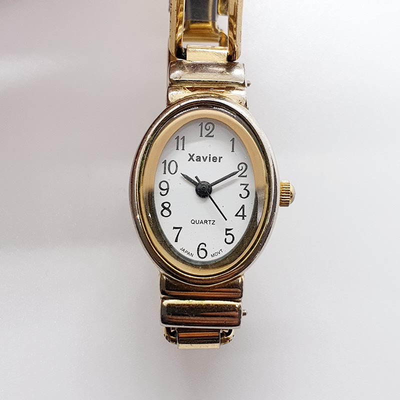 VTG Xavier Women\'s Gold and Black Oval Bracelet Watch VTG Xavier Women Black Dial Gold Tone Mesh 18mm Quartz Watch  main image 2