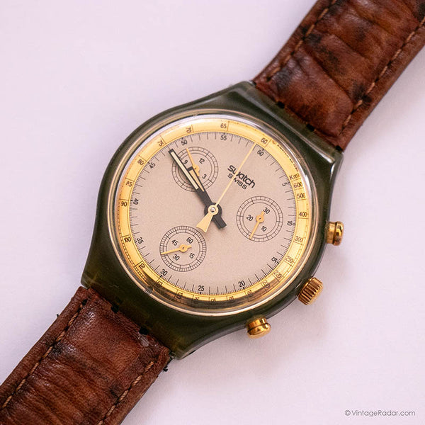 1991 Swatch GOLDFINGER SCM100 Watch | Minimalist Swiss Chrono Watch