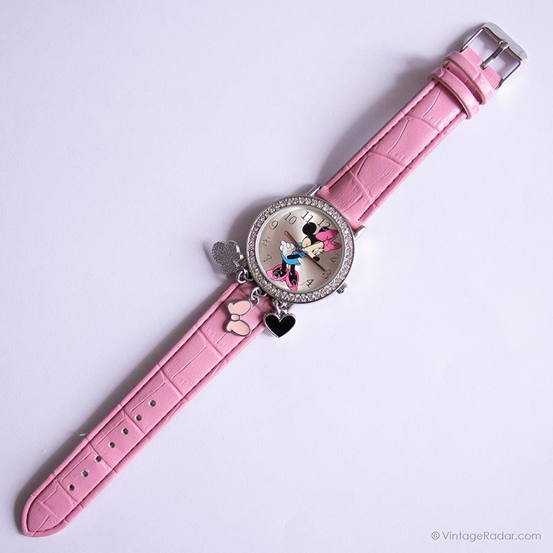 DISNEY MINNIE MOUSE WATCH WITH PINK LEATHER & SILVER METAL HEARTS BAND Amazon.com: Disney Minnie Mouse Watch for Girls - Minnie  main image 3