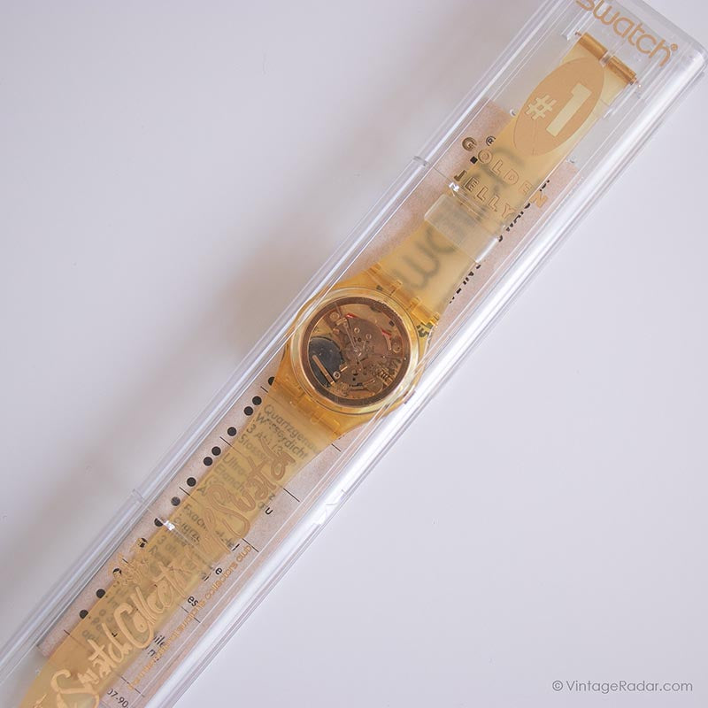 1990 Swatch GZ115 GOLDEN JELLY Watch | RARE Swatch with Box and