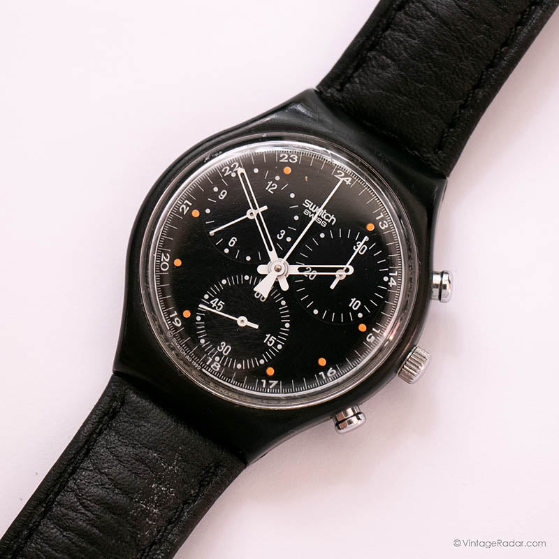 1991 Swatch SCB106 WALL STREET Watch | Black Swatch Chrono