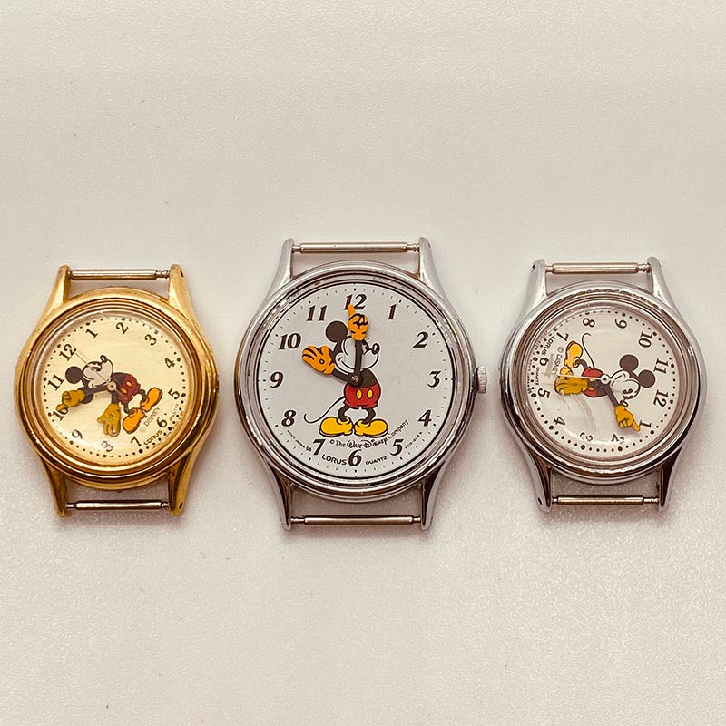 LORUSメロディミッキーウォッチ3点セット Lot of 3 Lorus Mickey Mouse Disney Watches for Parts