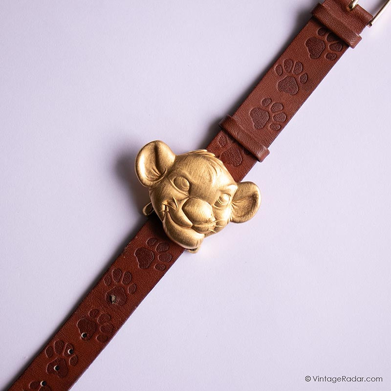 Disney Timex Lion King Simba Flip Top Watch Genuine Leather Band shops Vintage