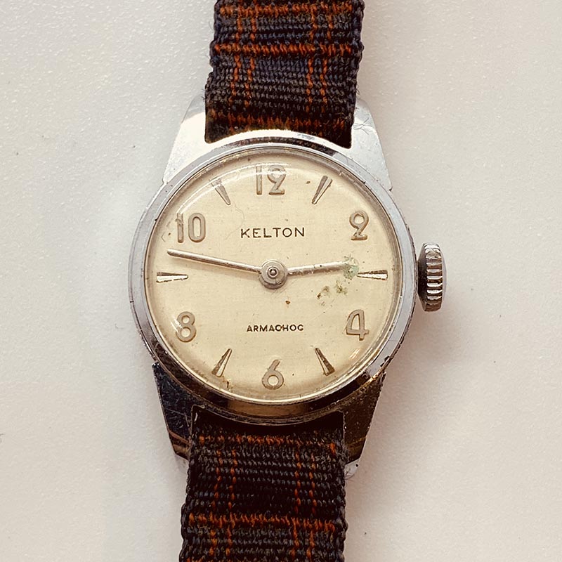 Montre Vintage Kelton Armachoc Mécanique - Boîtier Acier, Cadran Blanc, Occasion Bon état