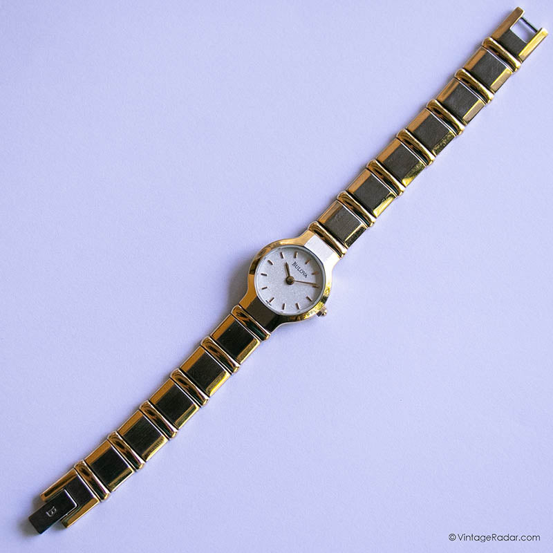 Vintage Two-tone Bulova Ladies Watch | Dainty Dress Watch  display picture 3