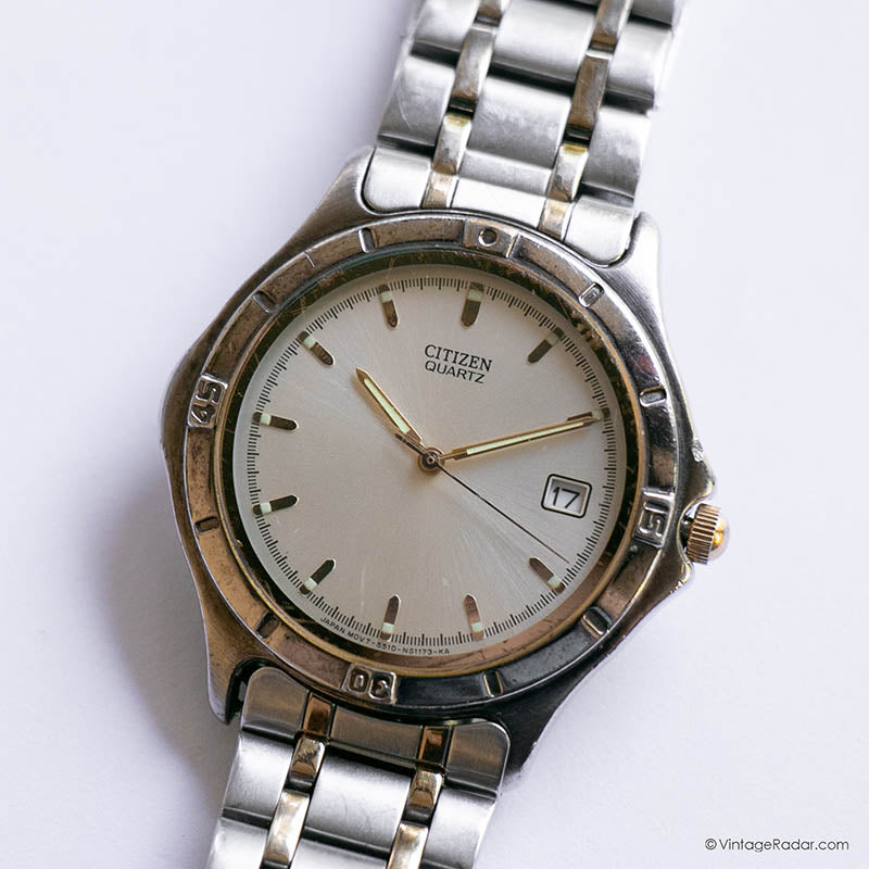 Stainless Steel Reloj Quartz Antiguo Citizen Cuarzo 5510-s54678