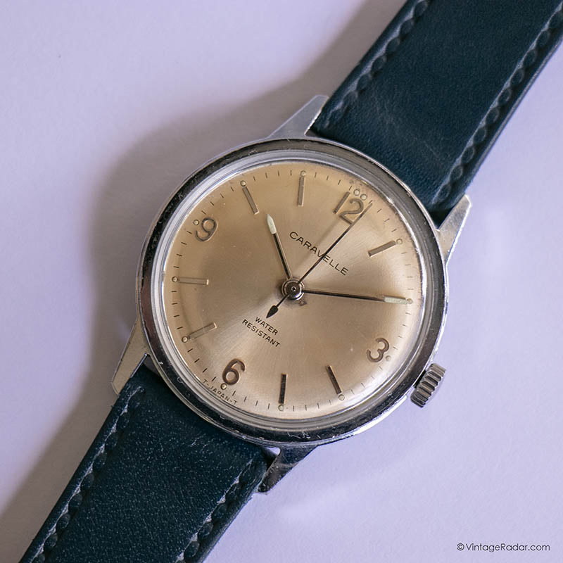 Vintage Caravelle by Bulova Mechanical Watch for Men with Navy