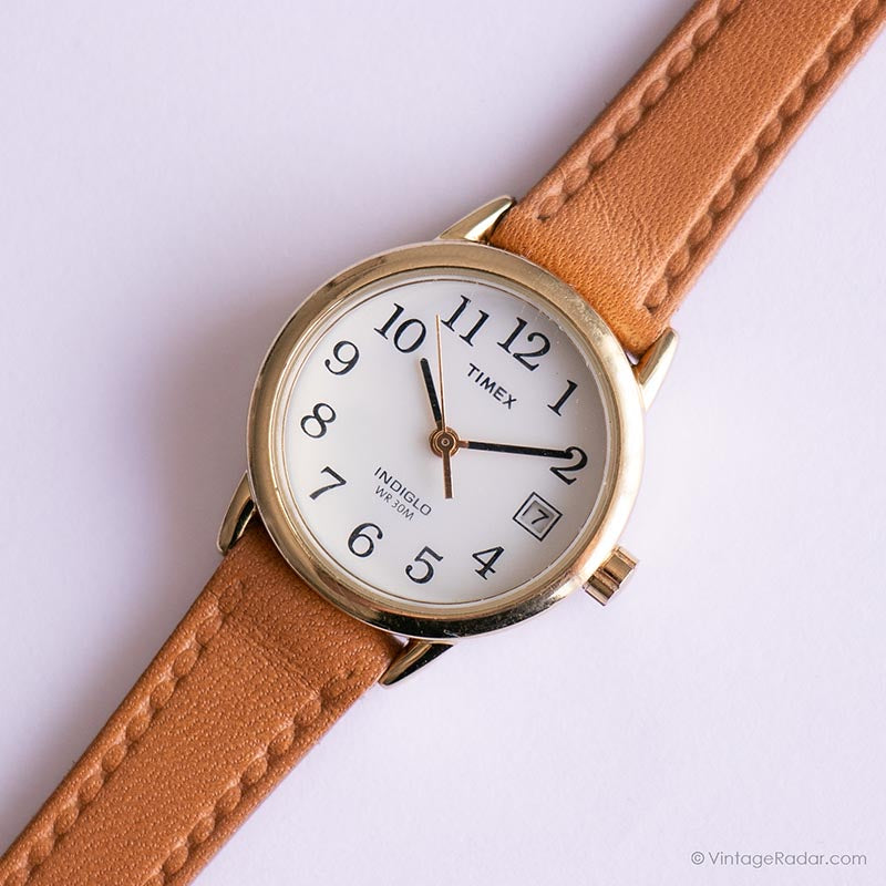 Vintage Timex Indiglo Date Watch | Ladies Gold-tone Elegant 