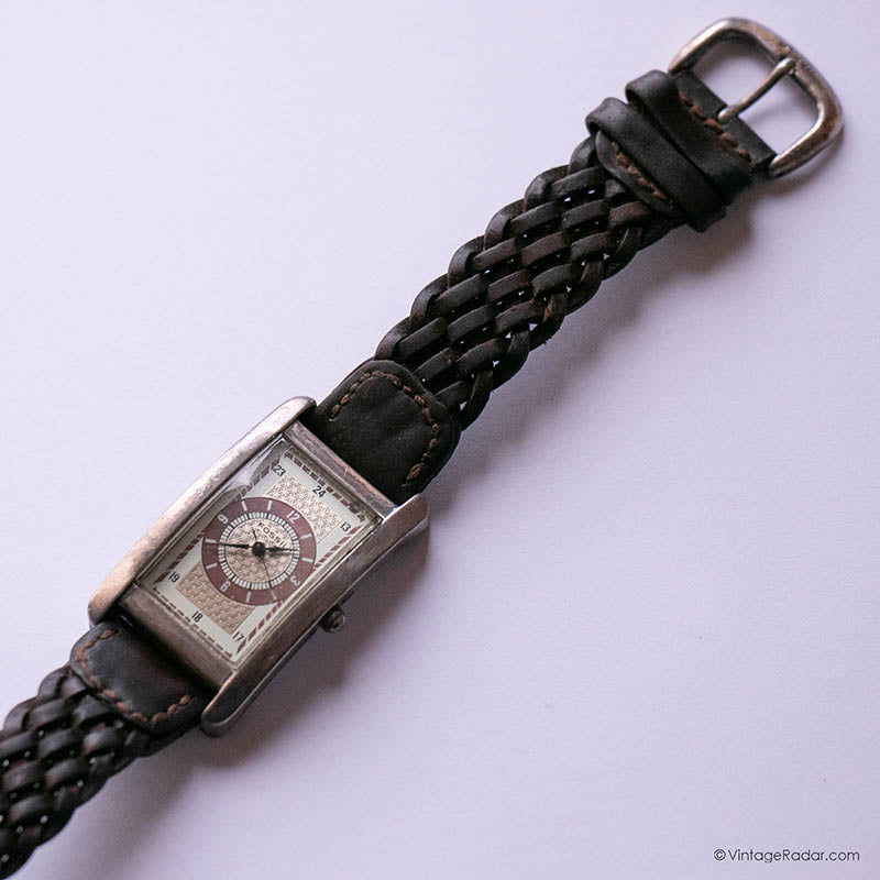 Vintage Rectangular Fossil Watch | Retro Fossil Quartz Watch 