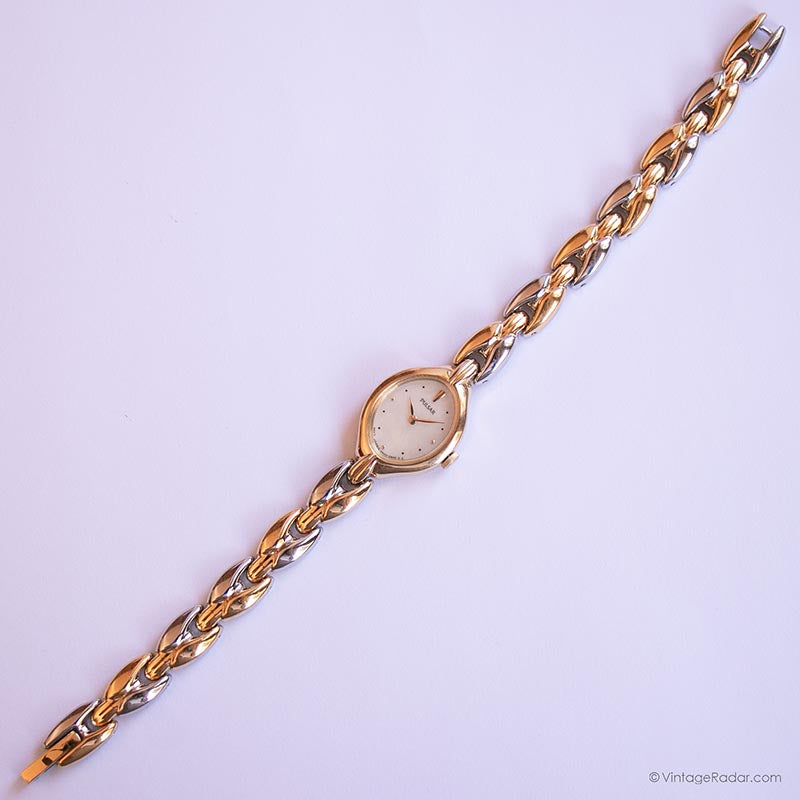 Vintage Gold-tone Pulsar Quartz Watch for Her with Pearly  display picture 3
