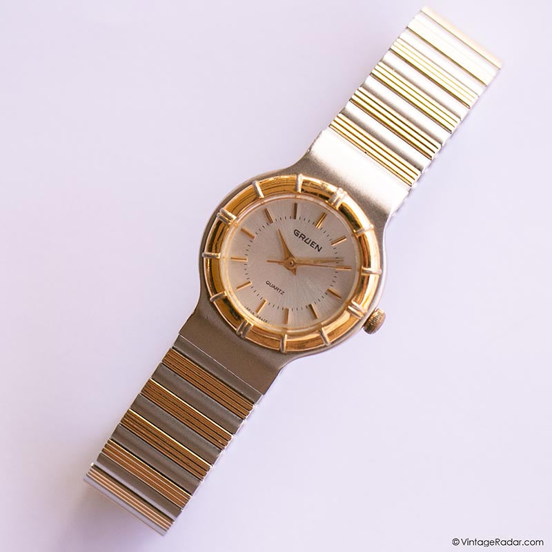 Vintage Two-tone Gruen Watch for Her with Stainless Steel  display picture 2