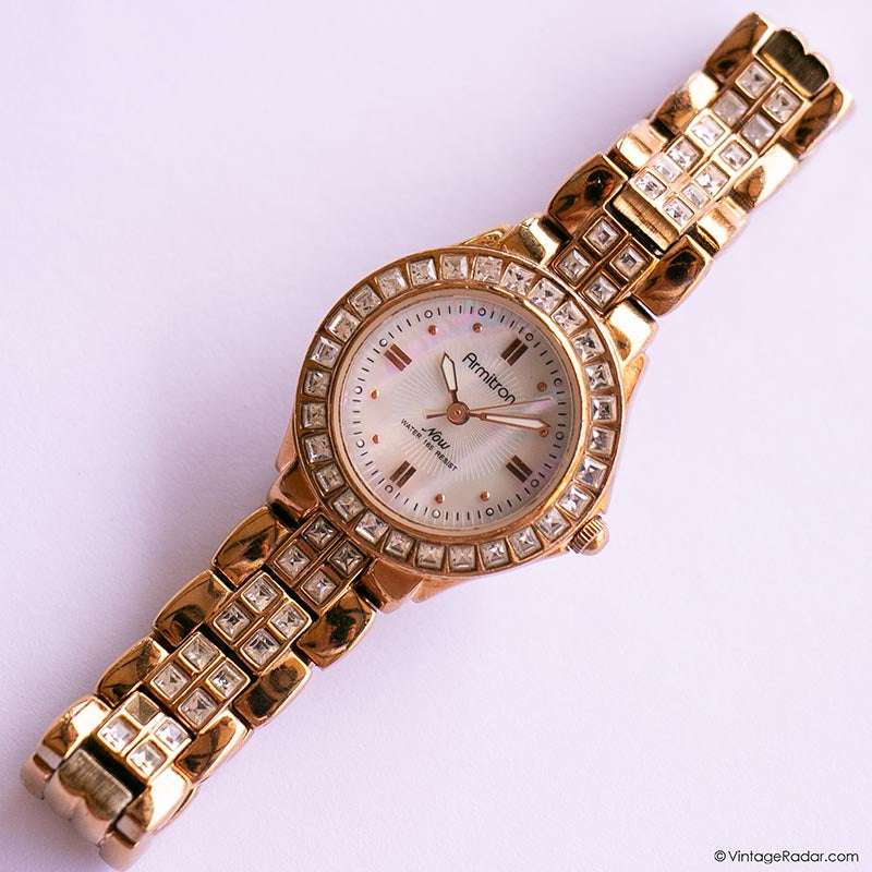 Vintage Gold-tone Armitron Dress Watch for Ladies with White Vintage Gold-tone Armitron Dress Watch for Ladies with White