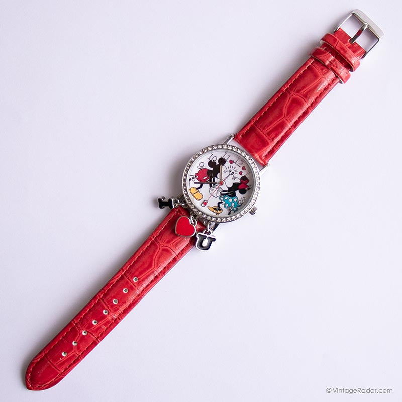Vintage Minnie and Mickey Mouse Watch for Women with Red  display picture 3