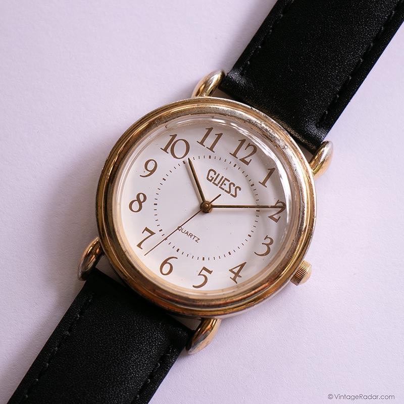 Vintage Classic Gold-tone Guess Watch with White Dial Unisex  display picture 2