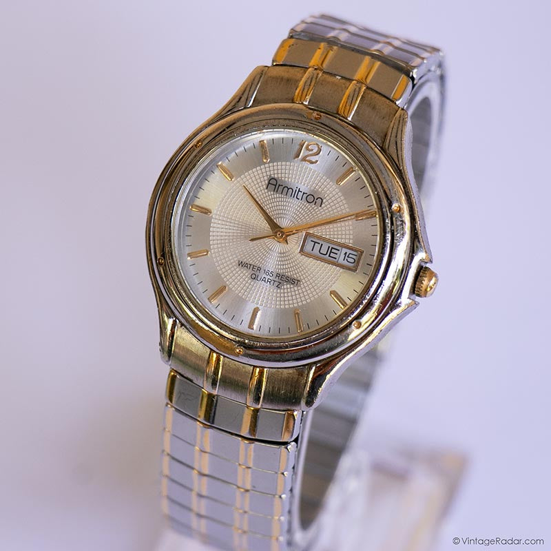Vintage Two-Tone Armitron Watch Unisex Day Date Quartz Watch