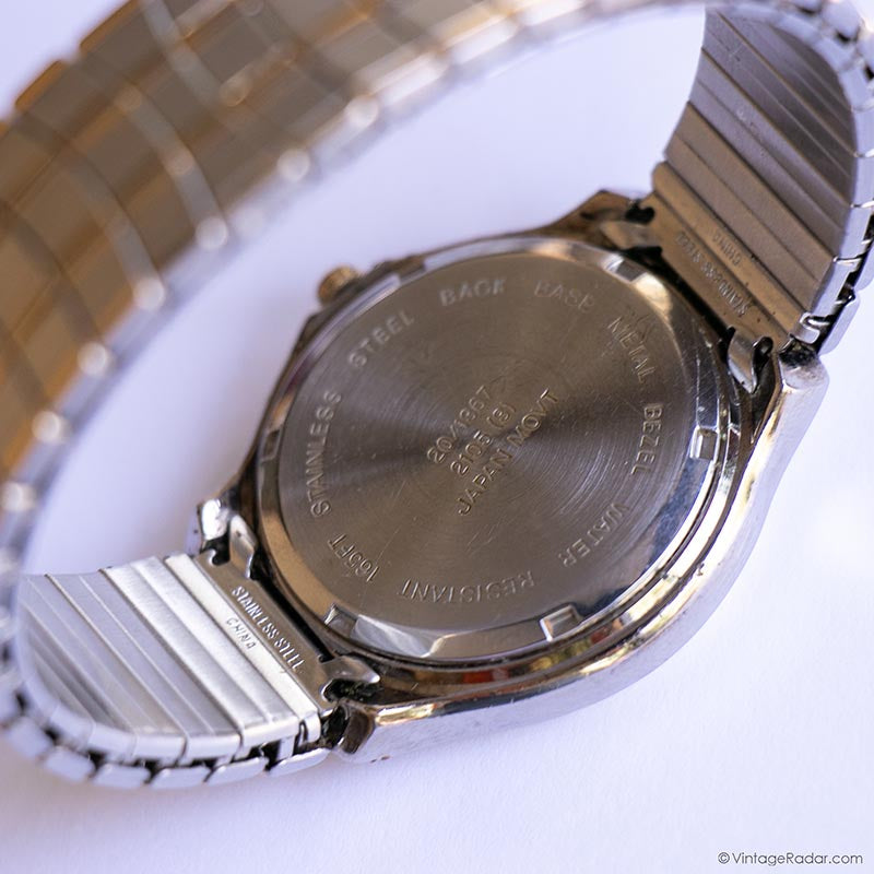 Armitron Montre Hommes Inoxydable Argent Or Acier Extensible Date Noir