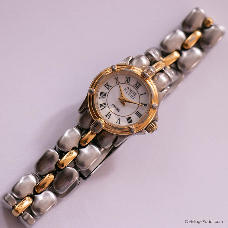 Anne Klein Bracelet Watch Two-Tone Silver Gold Roman Numeral Crystal Classic NWT Vintage Two-Tone Anne Klein Swiss Quartz Women main image 4