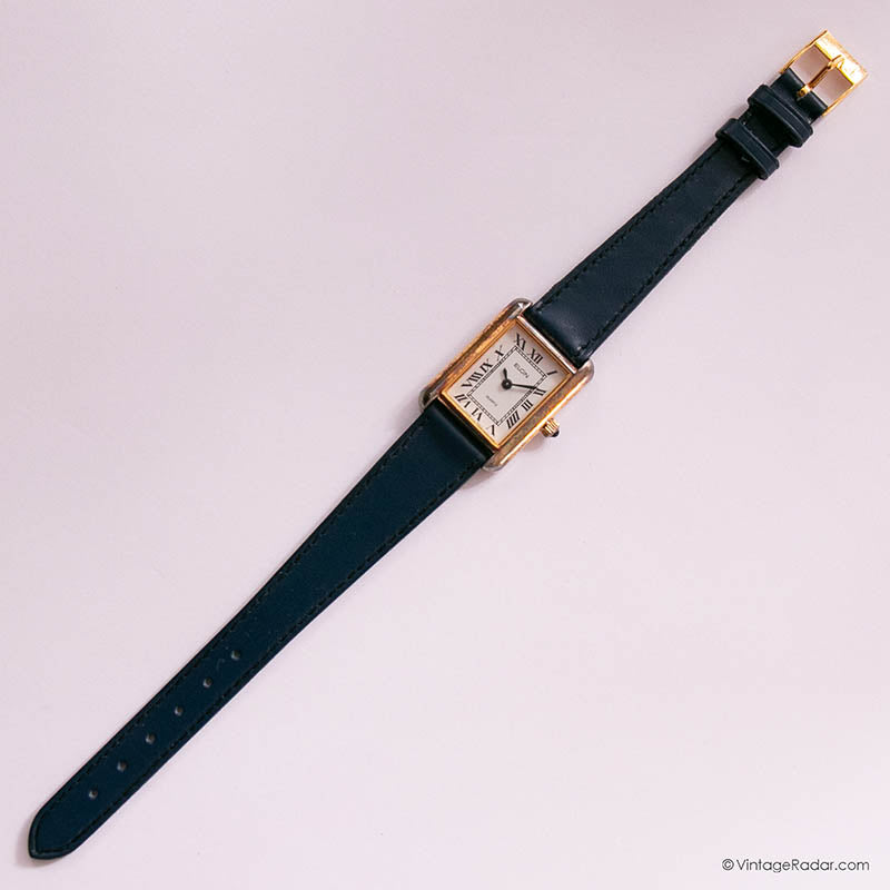 ELGIN 稼働 タンクローマン ヴィンテージ スクエア ドレスウォッチ Vintage Gold-tone Elgin Tank Watch for Women with Roman Numerals