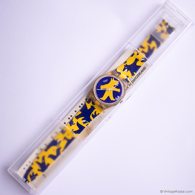 Swatch Gent BESTIONE GJ112 Watch | 1994 Yellow & Blue Swatch  display picture 1