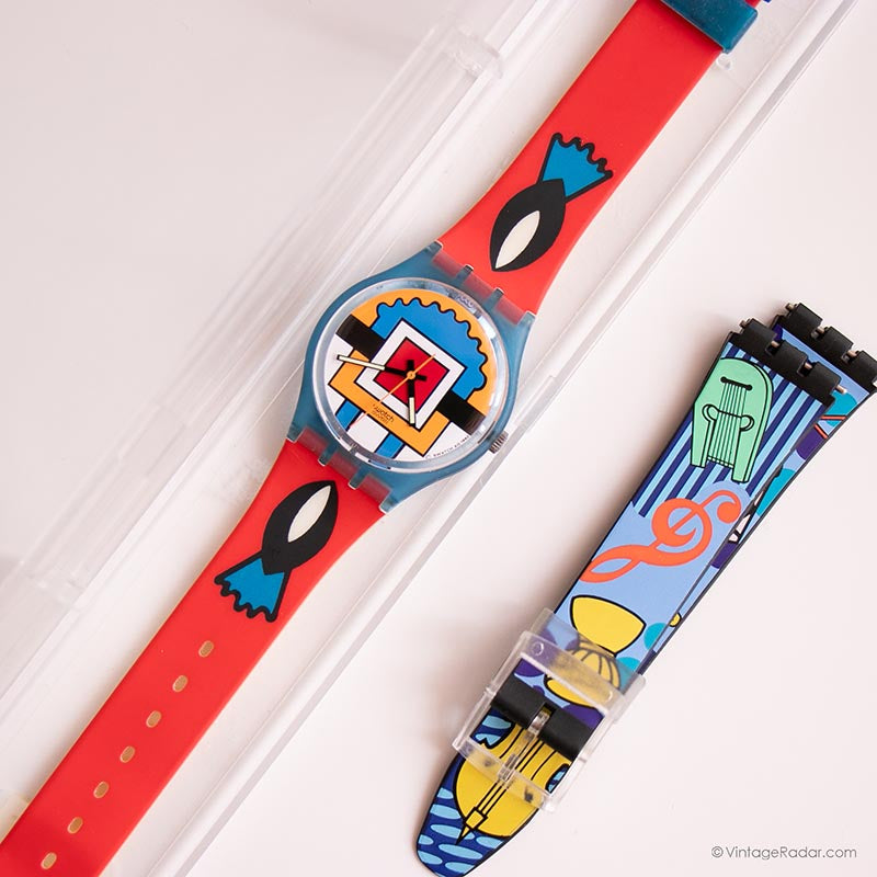 Vintage Swatch PAELLA GN129 Watch | 1993 Red Swatch Gent  display picture 3
