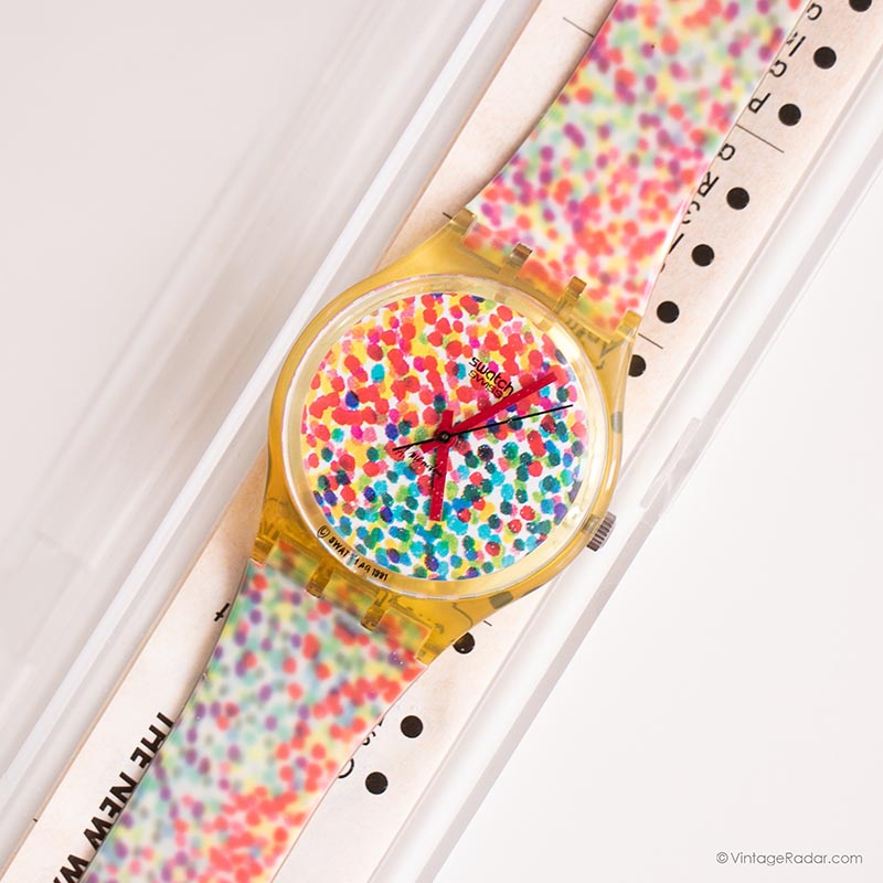 Swatch LOTS OF DOTS GZ121 Watch with Original Box and Papers Vintage