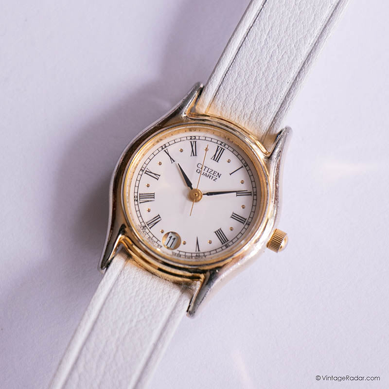 Vintage Citizen Women’s Dress Watch with Gold-Tone Case and White Leather Strap Vintage Citizen Quartz Dress Watch – Gold-tone, White Dial  main image 4