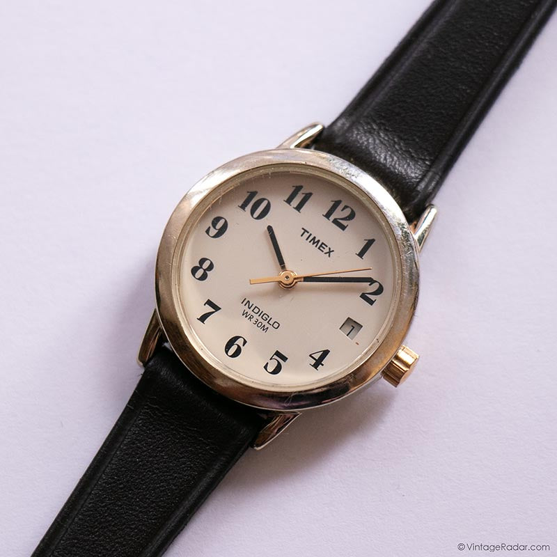 Vintage Gold-tone Timex Indiglo Date Watch for Ladies with