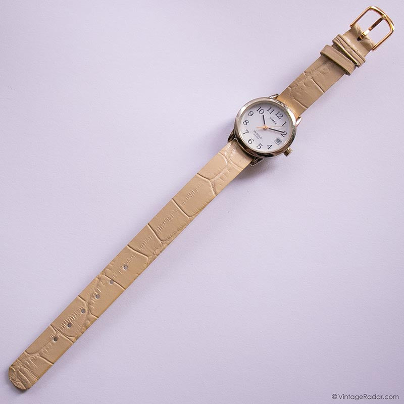 Vintage Silver-tone Timex Indiglo Date Quartz Watch with