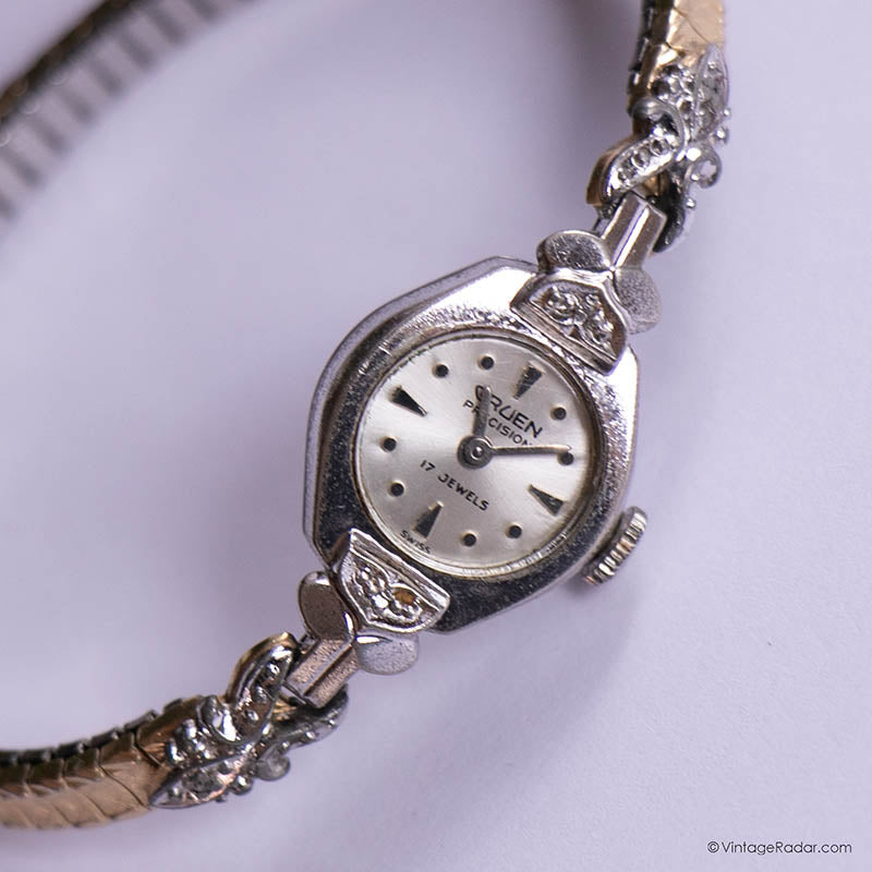 Rare Vintage Silver-tone Gruen 17 Jewels Dress Watch for Ladies