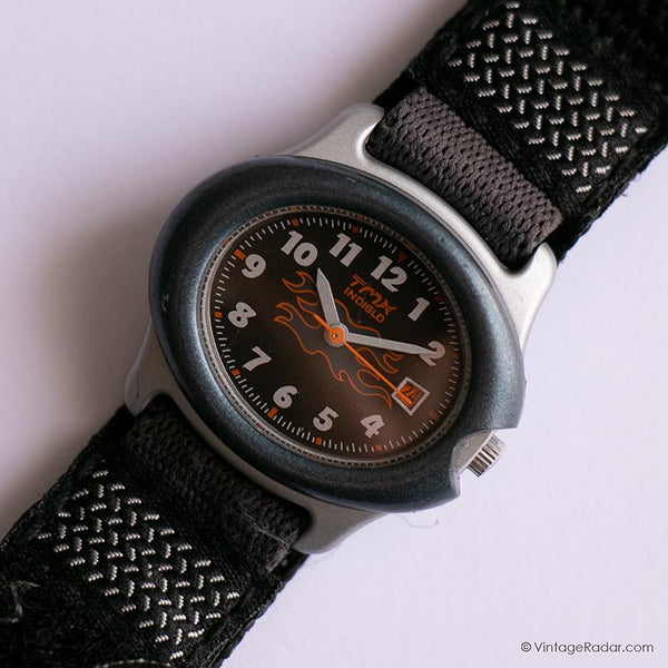 Vintage Black Timex Indiglo Sports Watch for Her with Velcro Strap