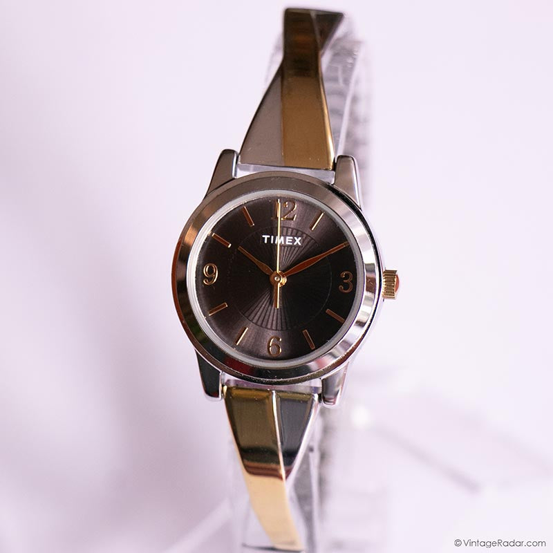 Vintage Timex Women’s Two-Tone Stainless Steel Stretch Band Watch – 1980s s-l400.jpg main image 3