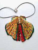 Colorful Butterfly Wing Statement Necklace with Watch Movement Wheels - Vintage Radar