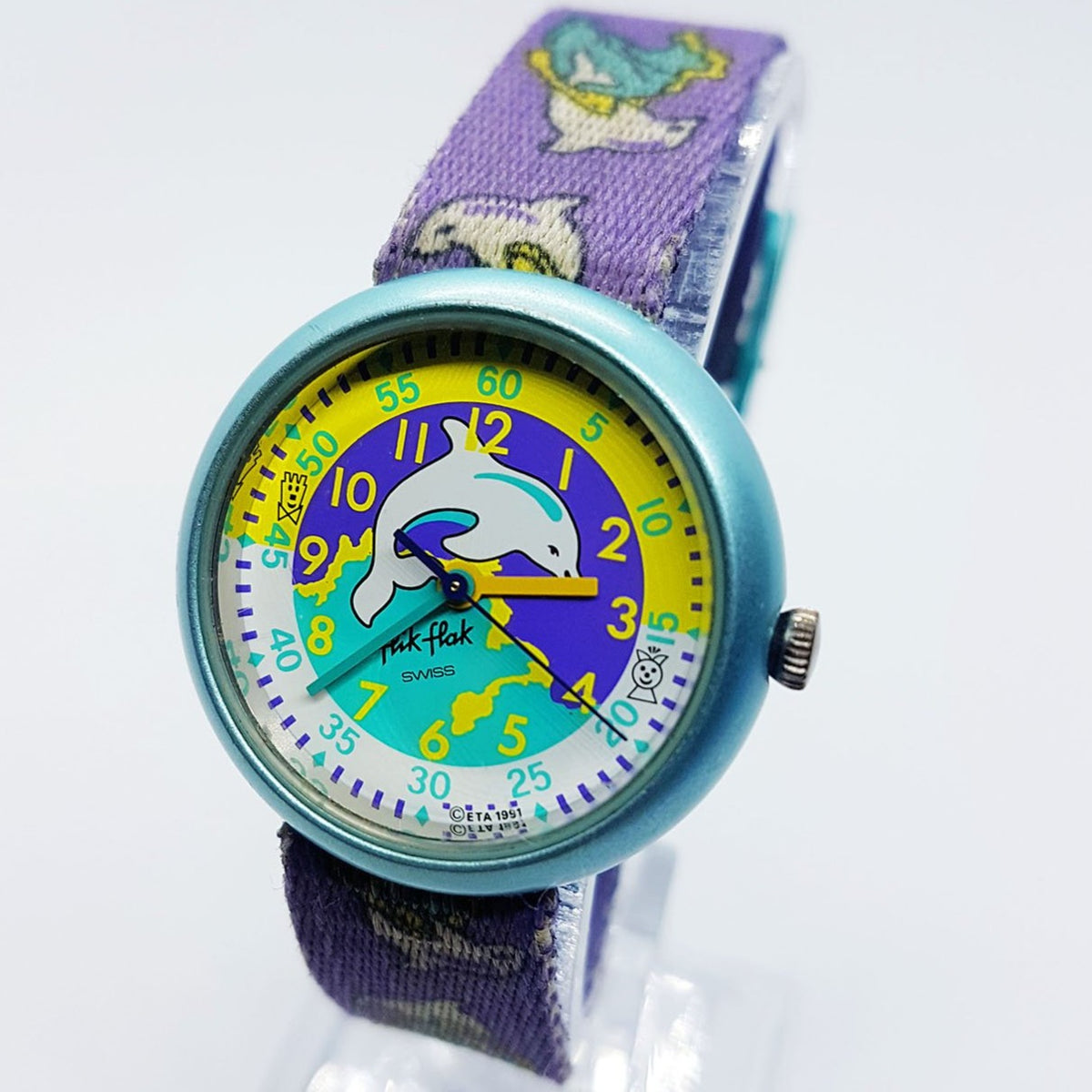 1991 Vintage Dolphin Story Time Flik Flak Watch 90s Swatch