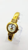 Minimalista suizo hecho reloj Mickey Mouse 90s Gold Tone Art Deco reloj