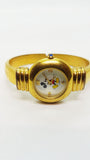 Minimalista suizo hecho reloj Mickey Mouse 90s Gold Tone Art Deco reloj
