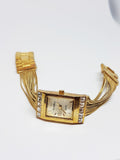 Square-Dial Gruen Quartz Watch | Classy Elegant Gold-tone Ladies Jewelry - Vintage Radar