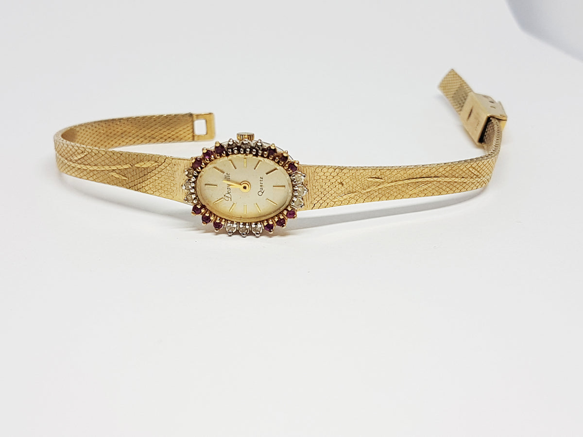 Deauville Gold-Tone Crystal Accent Women\'s Bracelet Watch Deauville (ULTRA RARE!!) DETAILS: - Champagne textures dial  main image 2