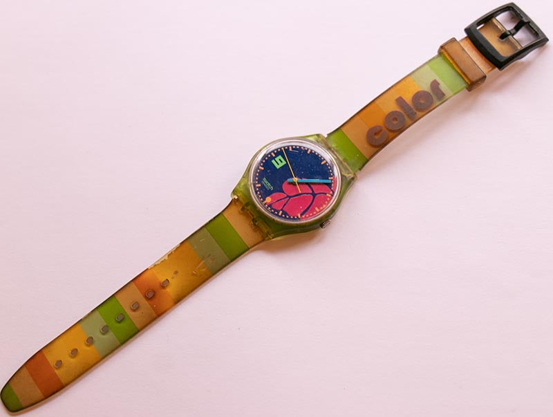 1991 Ibiskus GL101 Swatch Uhr 90er Jahre coole bunte Schweizer