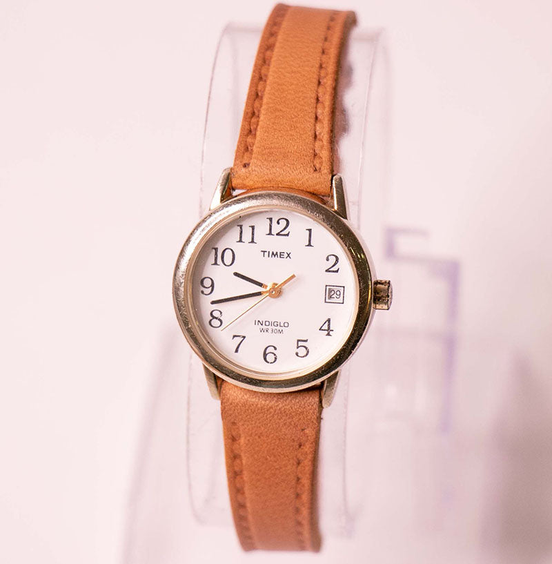 Timex Indiglo Wristwatch Women‎ OS Brown Gold Good Leather Strap Analog T2N598 Small Timex Indiglo Watch for Women on a Brown Leather Strap  main image 2