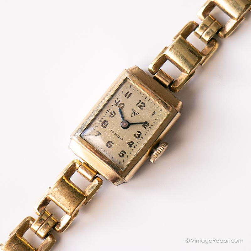 Vintage Tiny Mechanical Watch for Ladies Rare 1950s Gold-tone