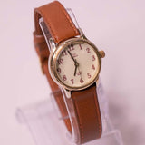 Oro Timex Cuero indiglo reloj | Oro pequeño Timex Vestido reloj