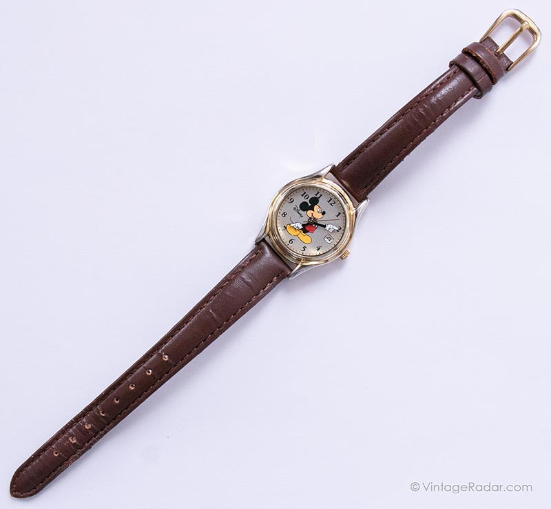 Tiny Gold Mickey Mouse Date Watch | 90s Vintage Seiko Disney  display picture 1