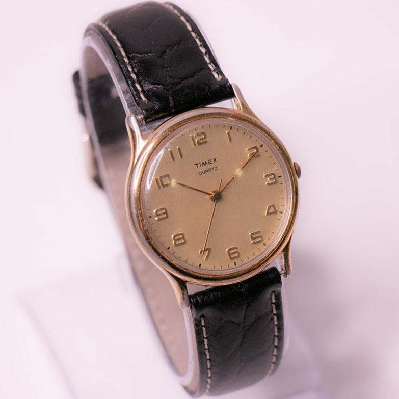 Vintage 90s Timex Quartz Gold-tone Watch with Champagne Dial - Main Image